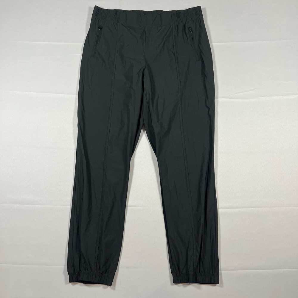 Retrology Jogger Pants Womens L Black Nylon Stretch Mid Rise Elastic Waistband